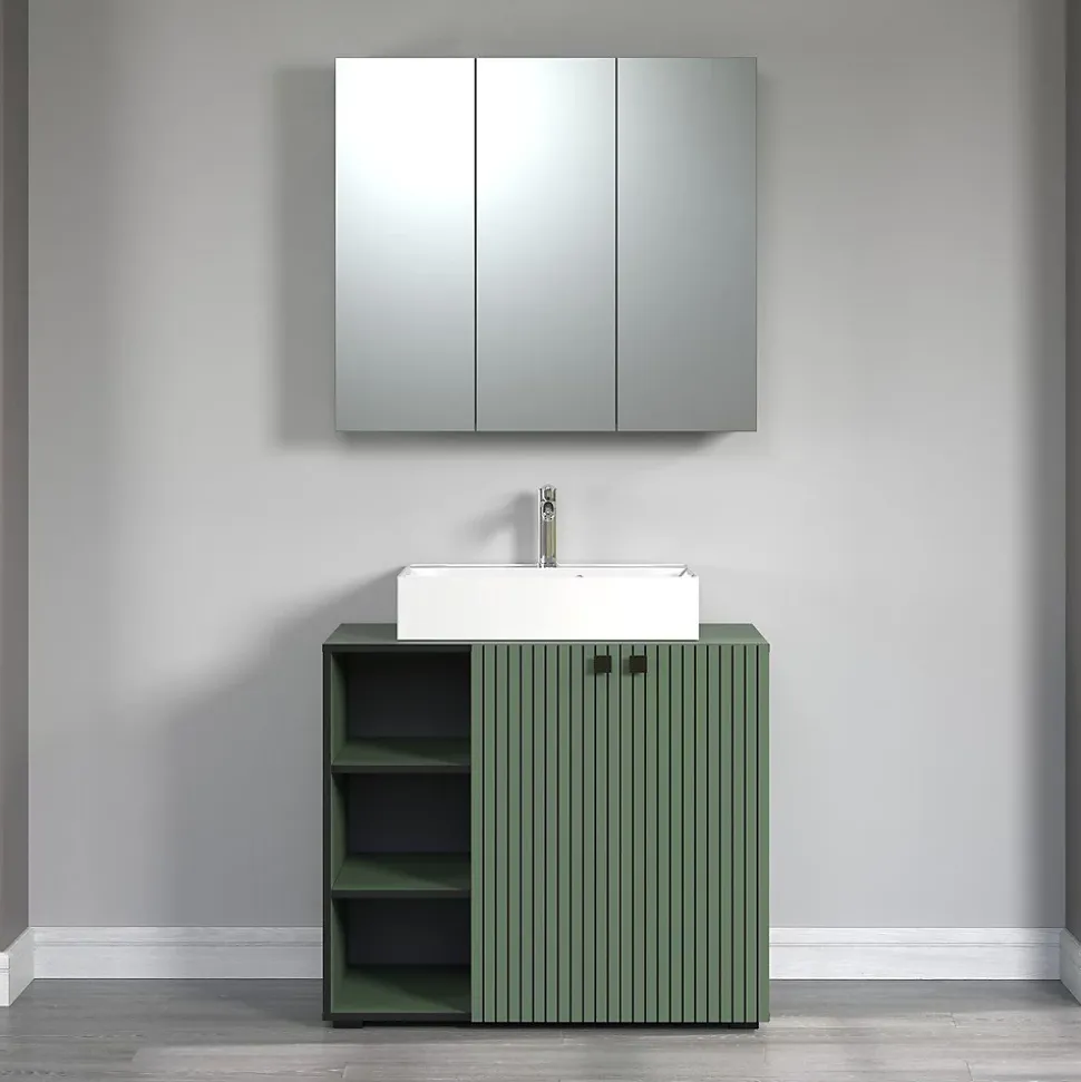 Armoire de toilette 3 portes miroir L90 cm - PUREBLISS
