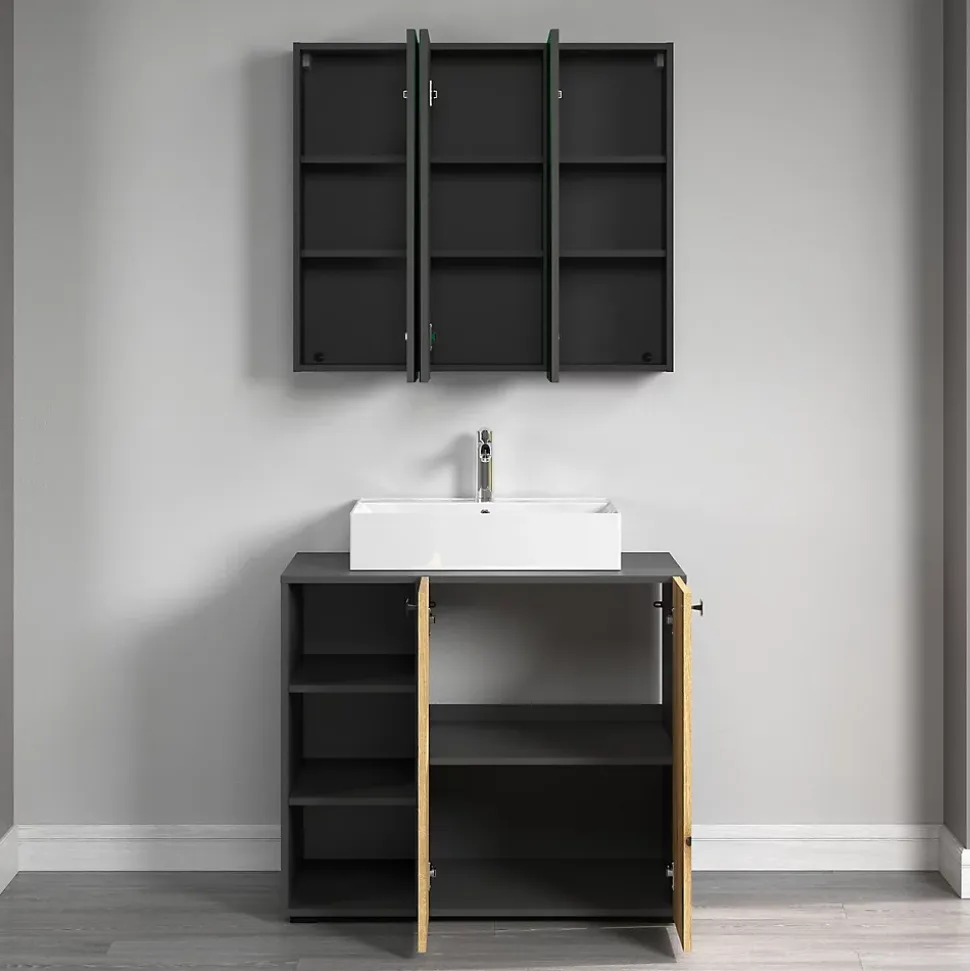 Armoire de toilette 3 portes miroir L90 cm - PUREBLISS
