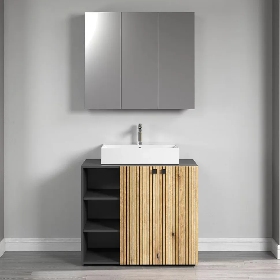 Armoire de toilette 3 portes miroir L90 cm - PUREBLISS