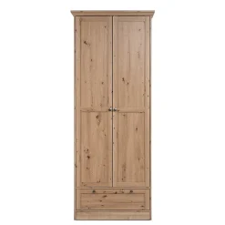 Armoire d'entrée 2 portes à cadre, 5 étagères et 1 tiroir L80 cm - TIMBER