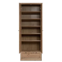 Armoire d'entrée 2 portes à cadre, 5 étagères et 1 tiroir L80 cm - TIMBER