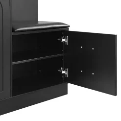 Armoire d'entrée Moderne avec Miroir et Penderie Cachée - Vestiaire Compact avec Étagères Réglables - Noir - 110x33x185,5 cm