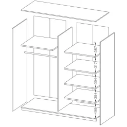Armoire design 2 portes 180 cm avec miroir. Couleur blanc brillant. Collection EOS