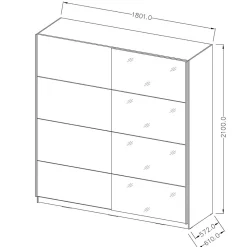 Armoire design 2 portes 180 cm avec miroir. Couleur blanc brillant. Collection EOS