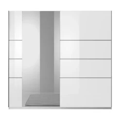Armoire design 2 portes 180 cm avec miroir. Couleur blanc brillant. Collection EOS