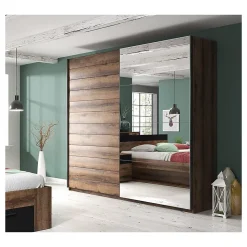 Armoire design 2 portes 220cm couleur chene foncé. Collection EOS