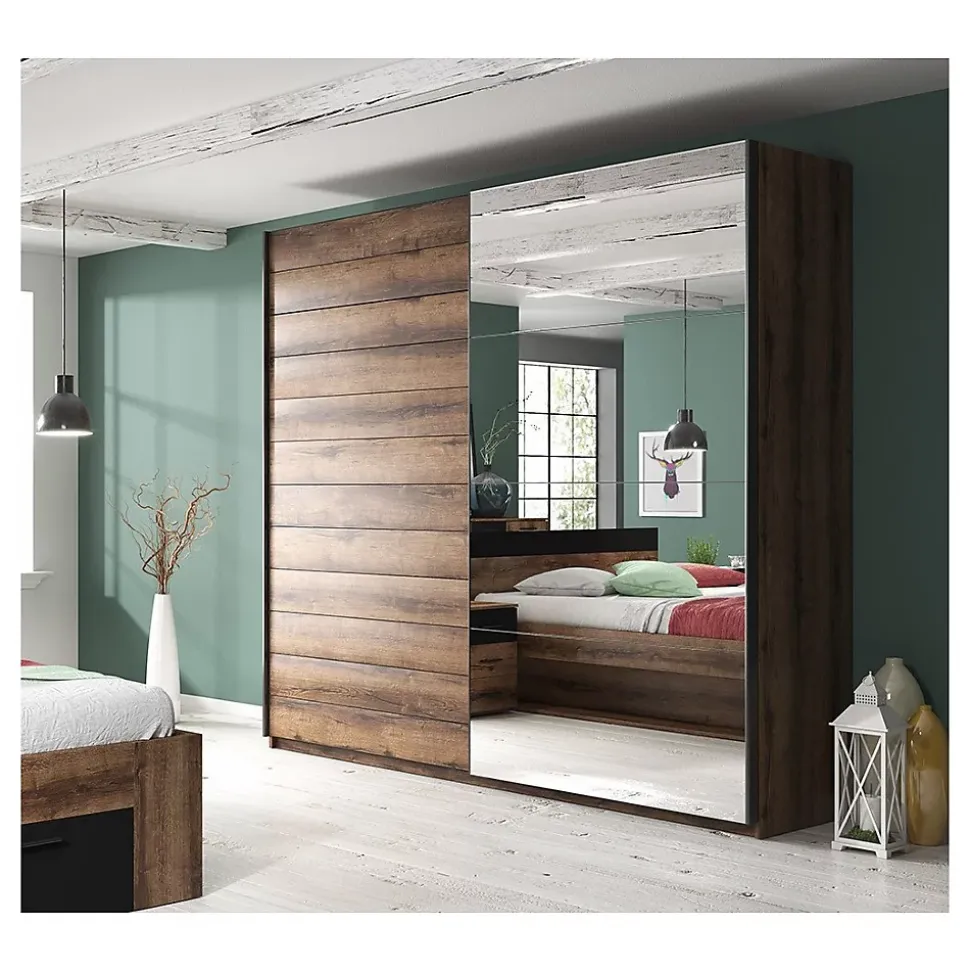 Armoire design 2 portes 220cm couleur chene foncé. Collection EOS