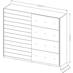 Armoire design 2 portes 220cm couleur chene foncé. Collection EOS