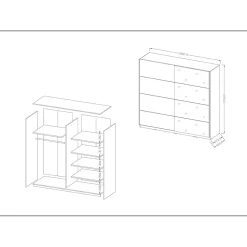 Armoire design 200cm. 2 portes avec miroirs modulables. Couleur blanc mat. Collection EOS