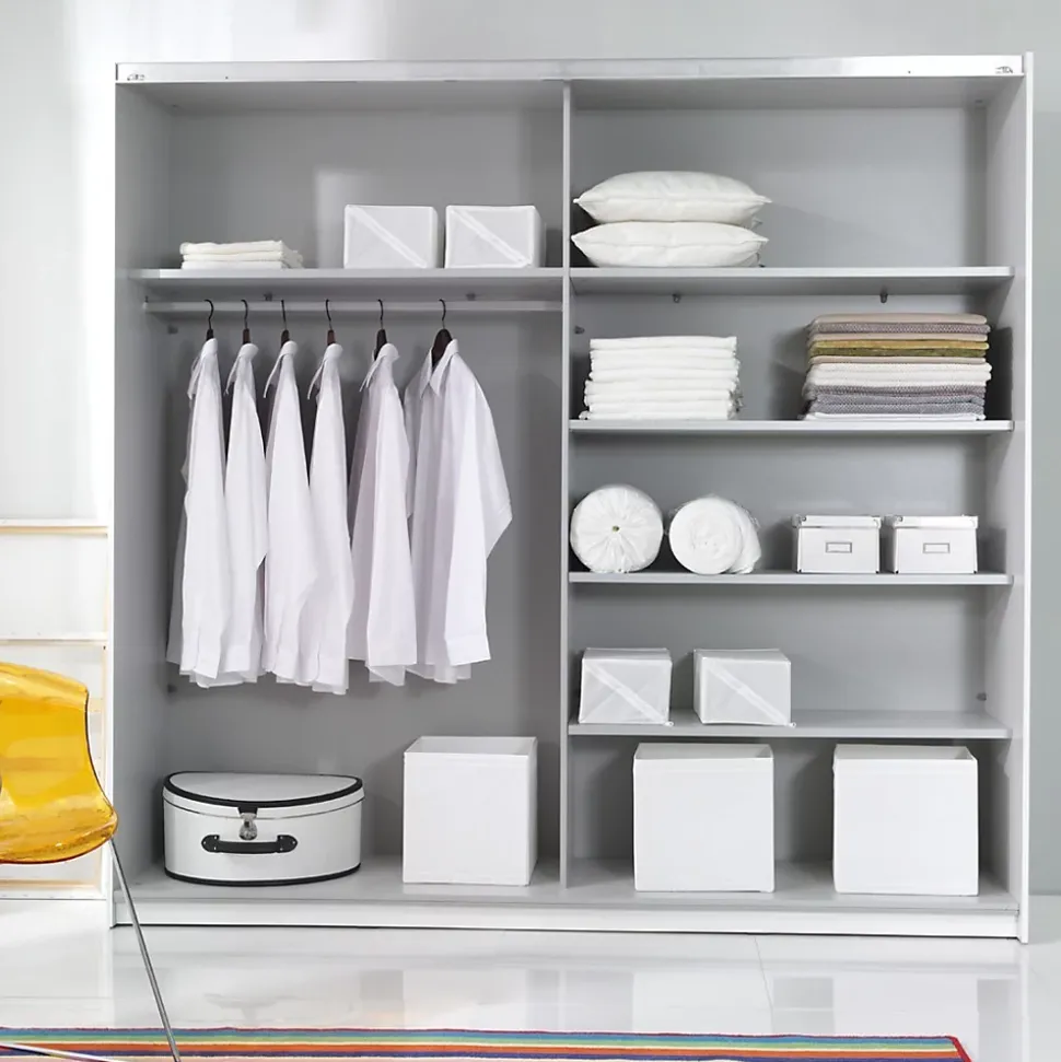 Armoire design 220cm. 2 portes avec miroirs modulables. Couleur blanc mat. Collection EOS