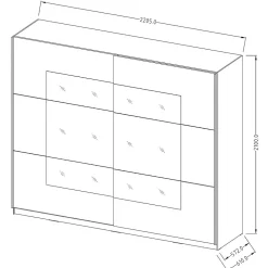 Armoire design 220cm. 2 portes avec miroirs modulables. Couleur blanc mat. Collection EOS