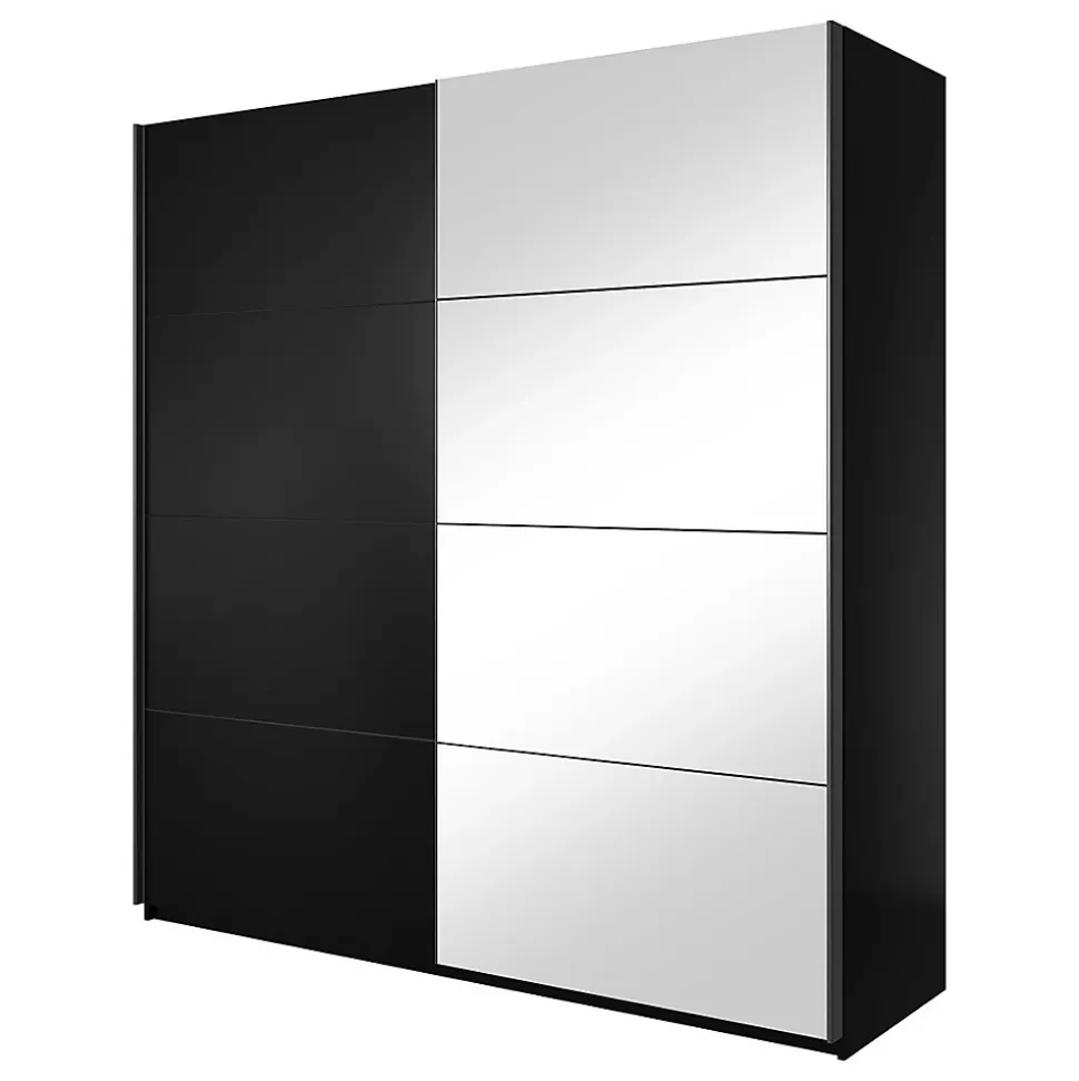 Armoire design 180cm. 2 portes avec miroirs modulables. Couleur noir mat. Collection EOS