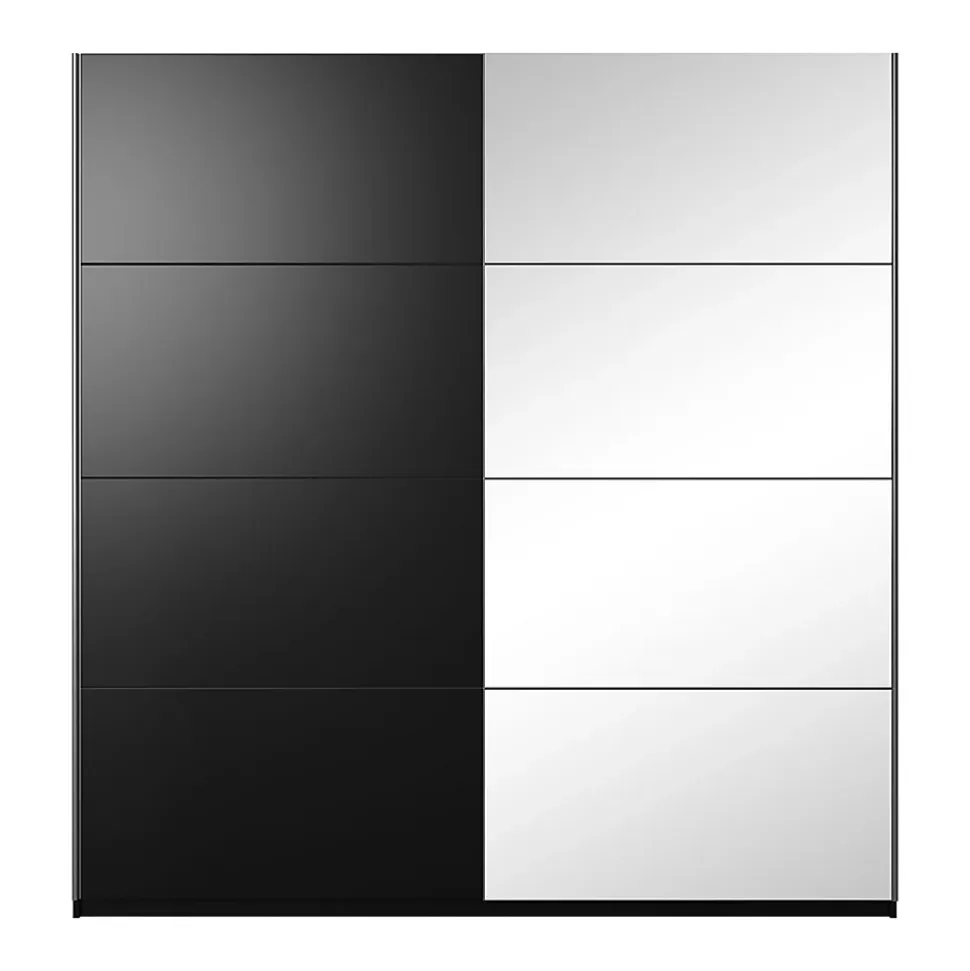 Armoire design 180cm. 2 portes avec miroirs modulables. Couleur noir mat. Collection EOS