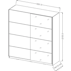 Armoire design 180cm. 2 portes avec miroirs modulables. Couleur noir mat. Collection EOS