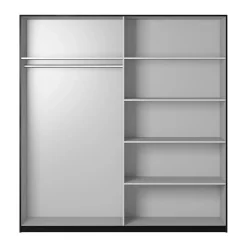 Armoire design 180cm. 2 portes avec miroirs modulables. Couleur noir mat. Collection EOS