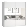 Armoire design 180cm. 2 portes avec miroirs modulables. Couleur blanc mat. Collection EOS