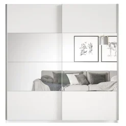 Armoire design 180cm. 2 portes avec miroirs modulables. Couleur blanc mat. Collection EOS