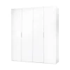Armoire Dfusell, Armoire de chambre avec 4 portes battantes, Armoire avec 2 Etageres et tringle à vêtements, 180x52h200 cm, Blanc