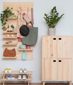 Armoire Dinamic à 4 portes en pin avec 4 tablettes 105,4x70,8x33 cm