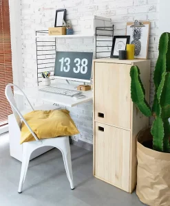 Armoire Dinamic verticale à 2 portes en pin avec 4 tablettes 105,4x37,3x33cm