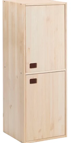 Armoire Dinamic verticale à 2 portes en pin avec 4 tablettes 105,4x37,3x33cm