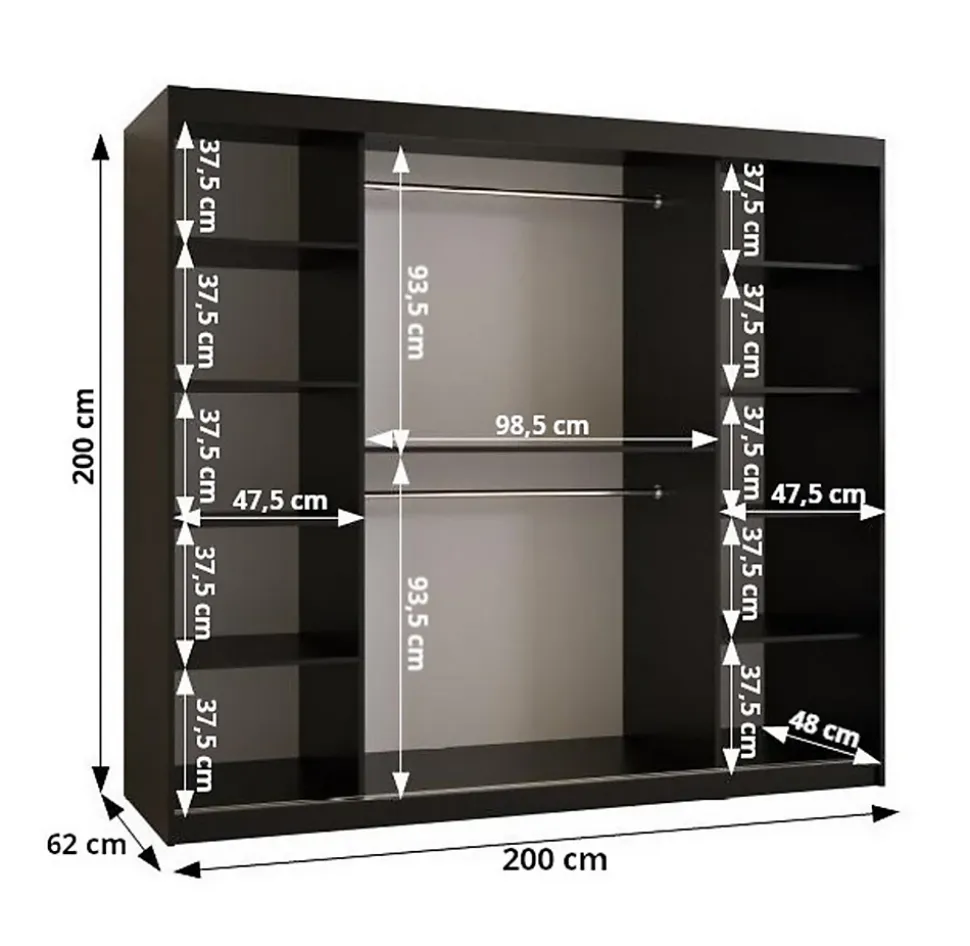 Armoire Dome 3 a portes coulissantes H. 200 x L. 200 x P. 62 2 portes