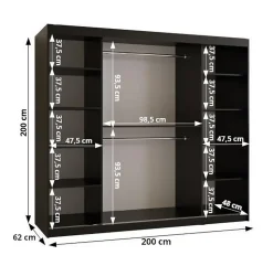 Armoire Dome a portes coulissantes H. 200 x L. 200 x P. 62 2 portes