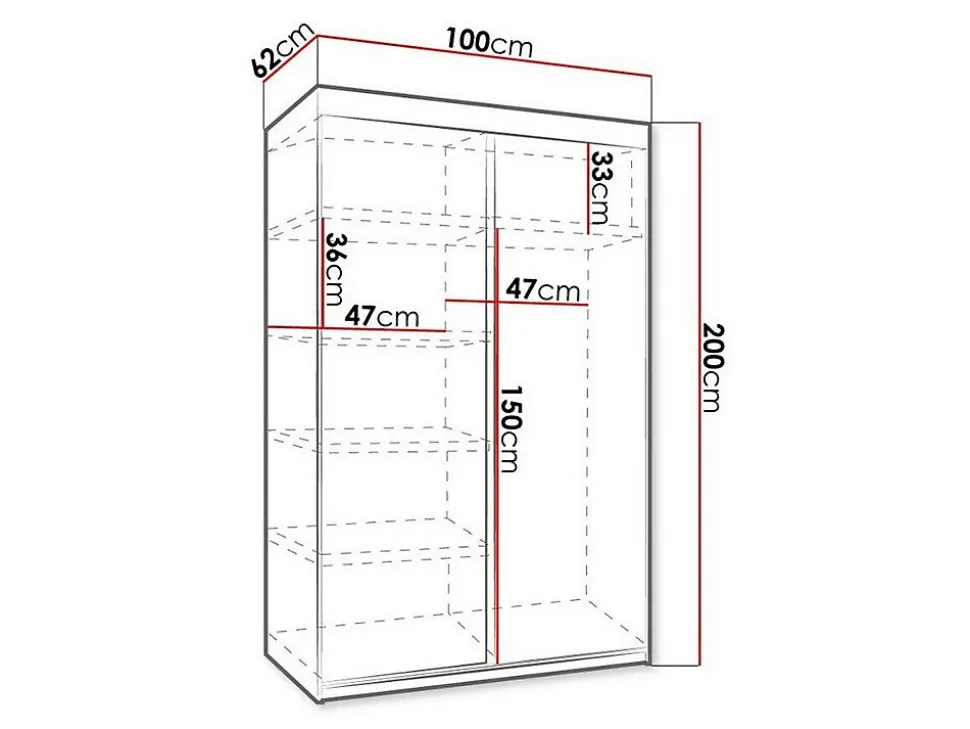 Armoire Dover 104, Nombre d'étagères: 5, 200x100x62cm