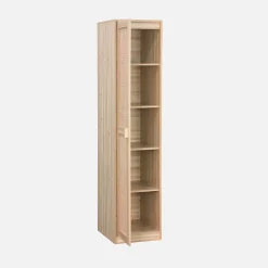 Armoire dressing cannage et effet bois. garde-robe 1 porte. 5 étagères H180cm