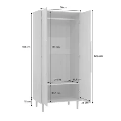 Armoire dressing décor bois de noyer 2 portes. étagères et penderie - L 80 x P 55 x H 180cm - Juliana