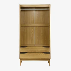 Armoire dressing vintage effet frêne 2 portes. 2 tiroirs. 1 tringle