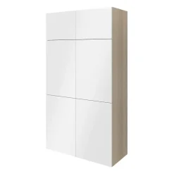 Armoire effet chêne 6 portes blanches GoodHome Atomia H. 187,5 x L. 100 x P. 47 cm