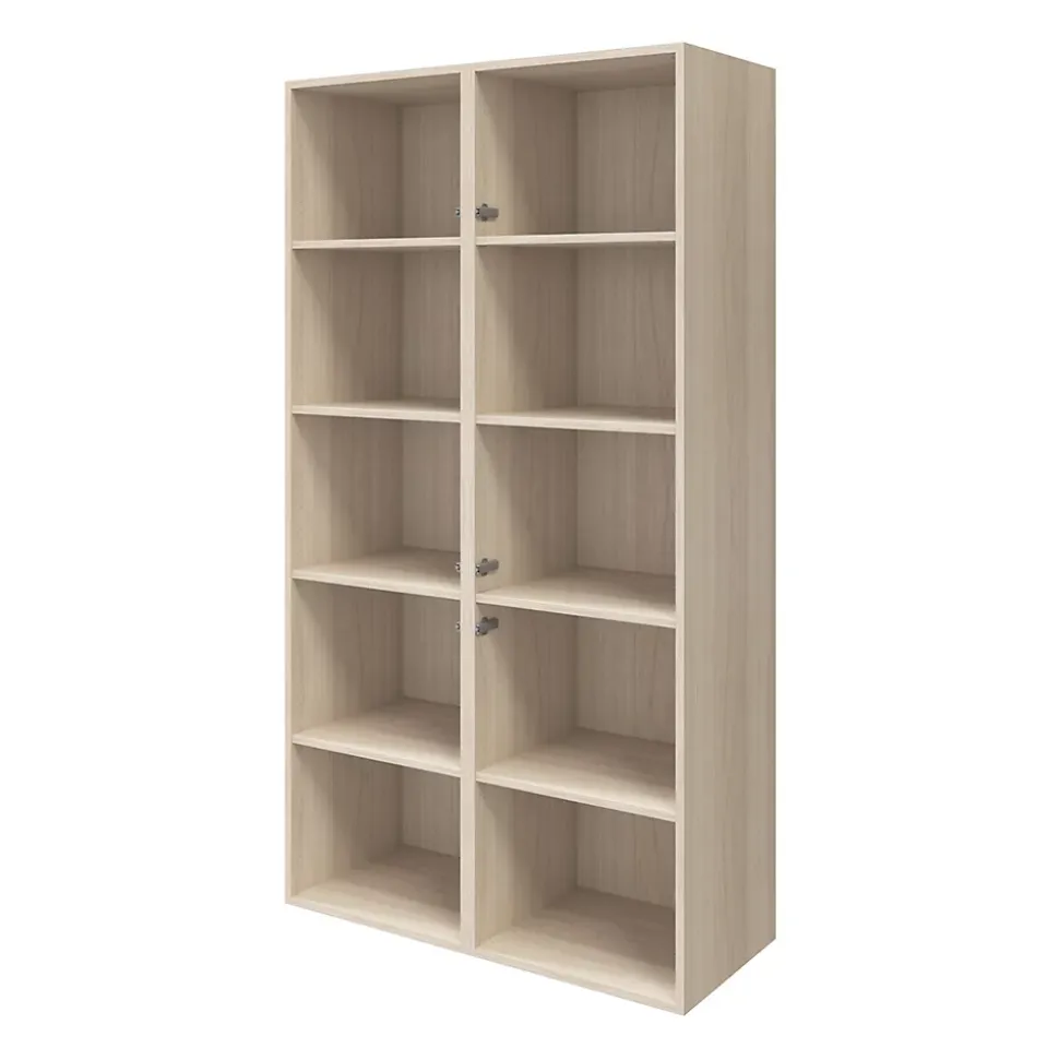 Armoire effet chêne 6 portes blanches GoodHome Atomia H. 187,5 x L. 100 x P. 47 cm