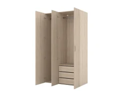 Armoire effet chêne double penderie 3 tiroirs GoodHome Atomia H. 225 x L. 125 x P. 58 cm