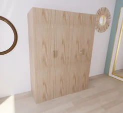 Armoire effet chêne double penderie 3 tiroirs GoodHome Atomia H. 225 x L. 175 x P. 58 cm