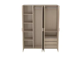 Armoire effet chêne double penderie 3 tiroirs GoodHome Atomia H. 225 x L. 175 x P. 58 cm