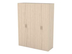 Armoire effet chêne double penderie 3 tiroirs GoodHome Atomia H. 225 x L. 175 x P. 58 cm