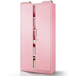 Armoire en métal verrouillable JAN H, 900 x 1950 x 400 mm, rose