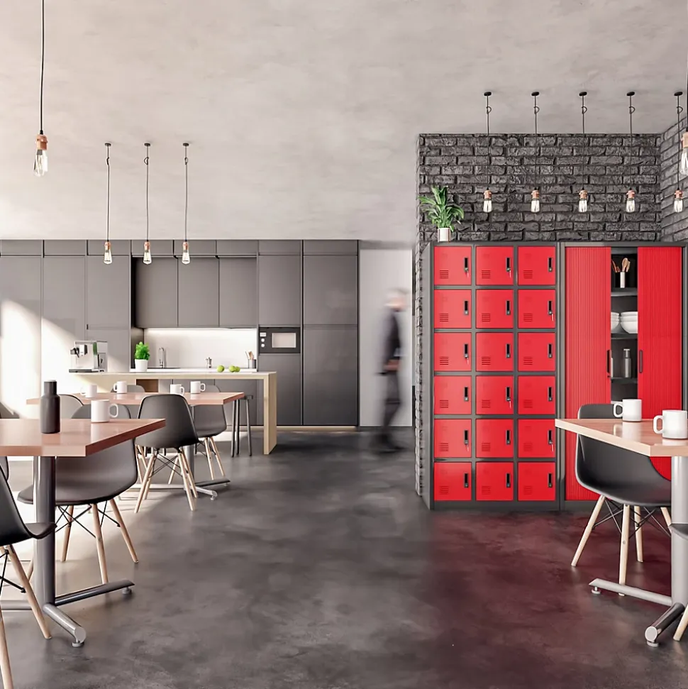 Armoire en métal verrouillable JAN H 1150 x 1850 x 400 mm rouge