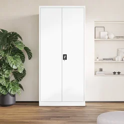 Armoire en métal verrouillable JAN H, 900 x 1950 x 400 mm, blanc