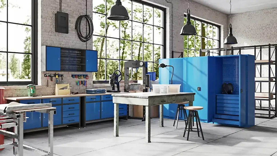 Armoire en métal verrouillable JAN, 900 x 1850 x 400 mm, bleu anthracite