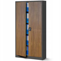 Armoire en métal verrouillable JAN, 900 x 1850 x 400 mm, Eco Design: anthracite/ couleur noyer