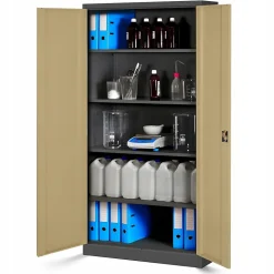 Armoire en métal verrouillable JAN, 900 x 1850 x 400 mm, Eco Design: anthracite/ couleur noyer