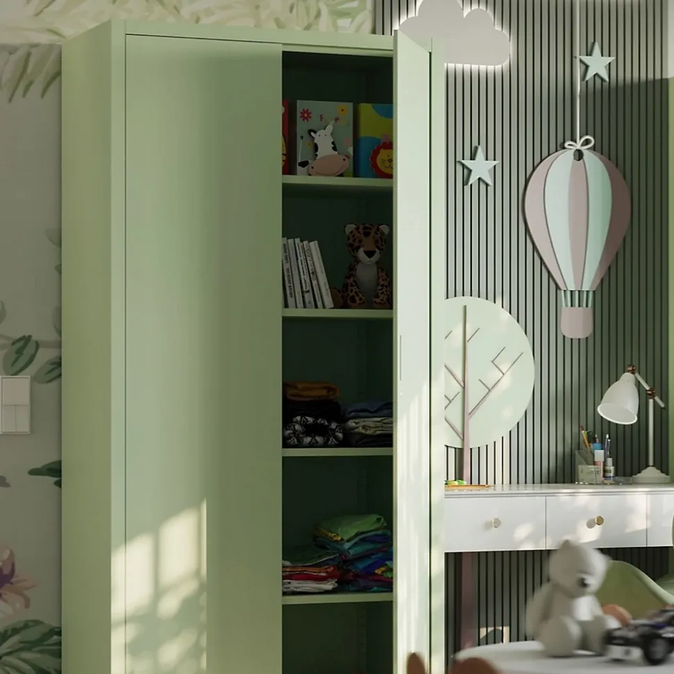 Armoire en métal verrouillable JAN H, 900 x 1950 x 400 mm, vert