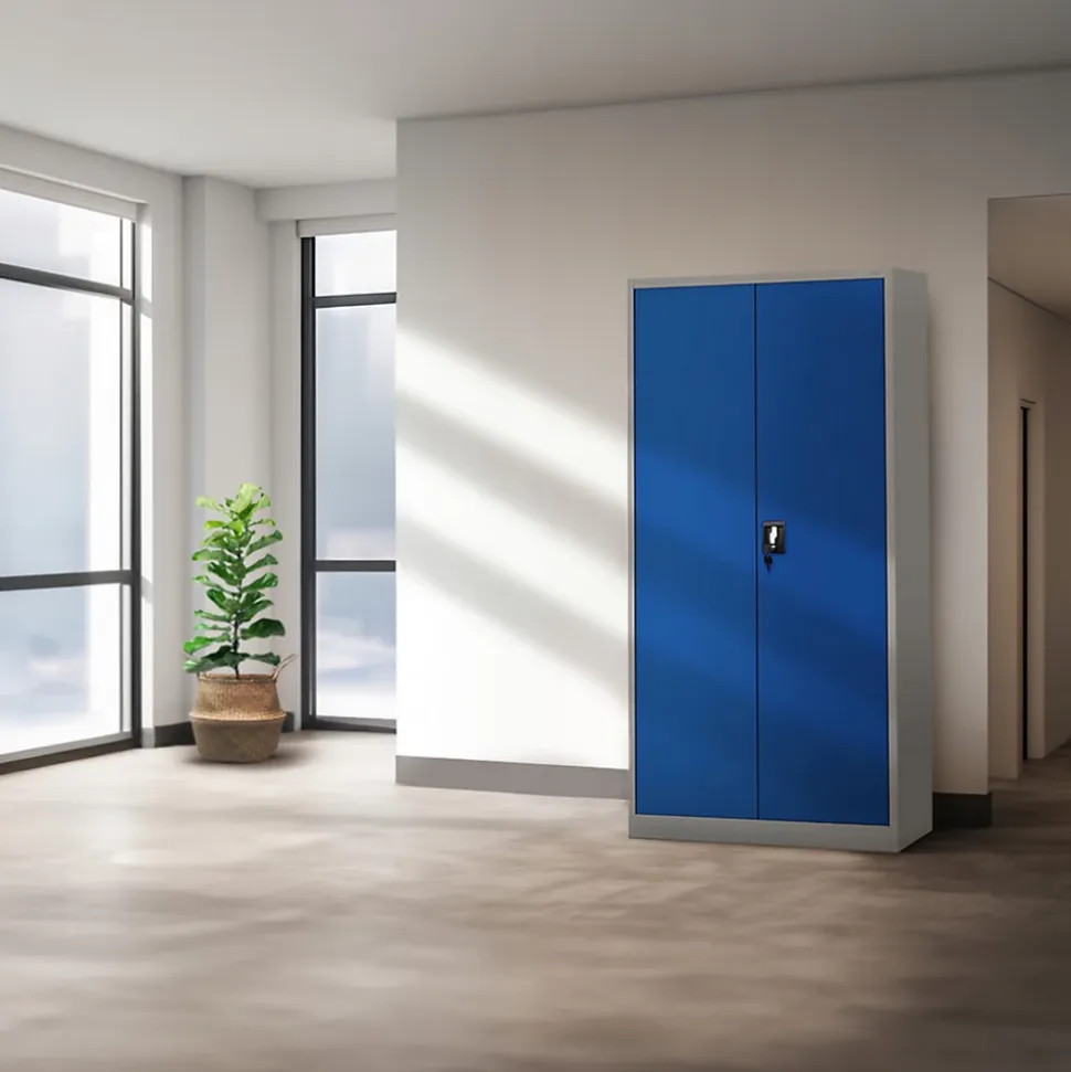 Armoire en métal verrouillable JAN H, 900 x 1950 x 400 mm, bleu gris
