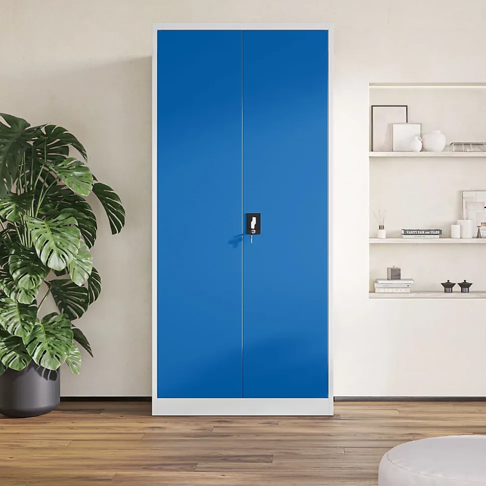 Armoire en métal verrouillable JAN H, 900 x 1950 x 400 mm, bleu gris