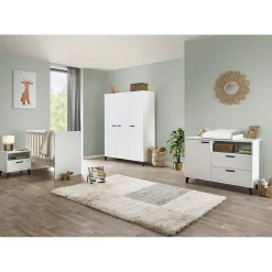 Armoire enfant 3 portes DANAE Blanc mat Grand rangement au style épuré