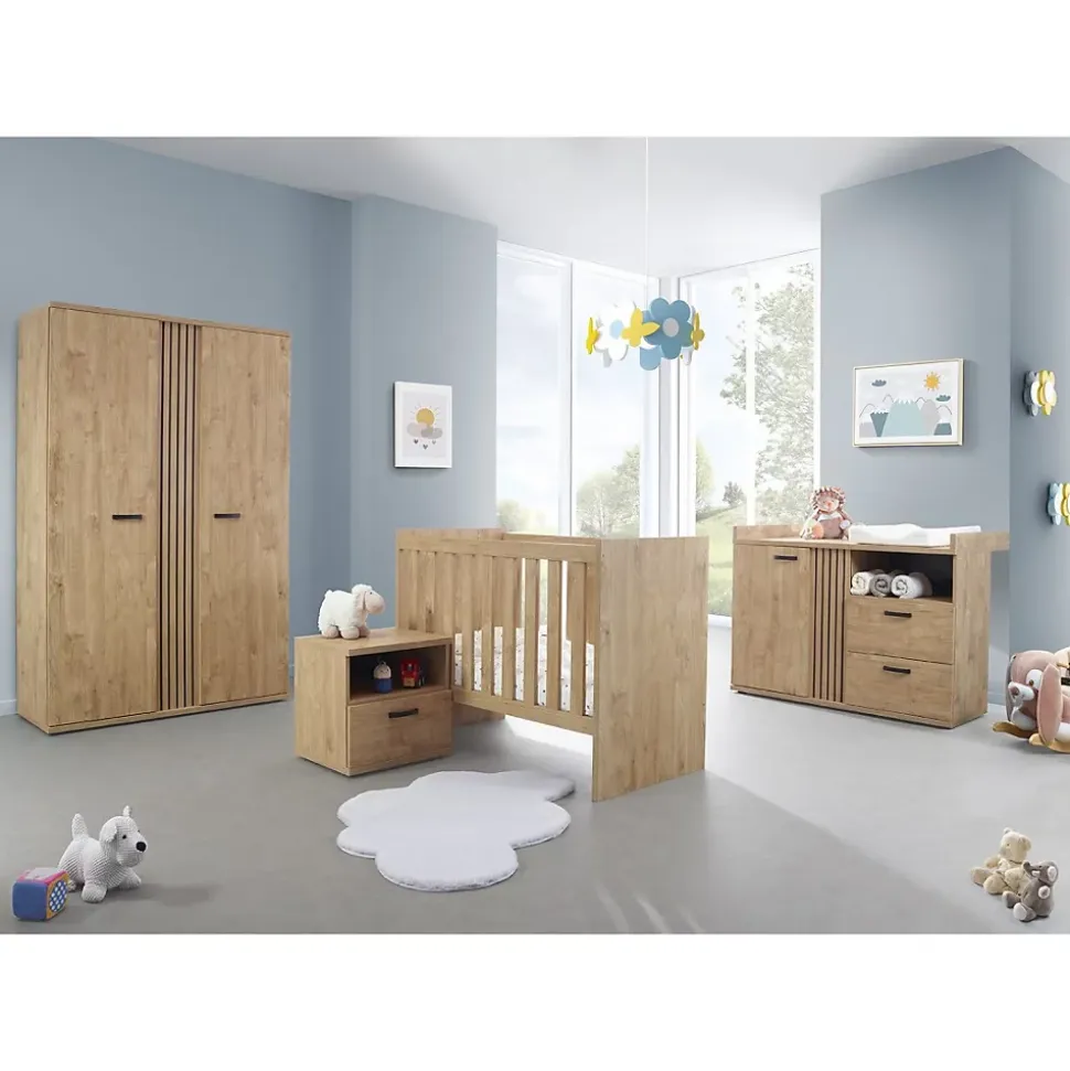 Armoire enfant 2 portes TOMMY Chene doré Design robuste et chaleureux