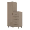 Armoire et commode effet chêne sur pieds 6 tiroirs chambre enfant GoodHome Atomia H. 198,5 x L. 100 x P. 58 cm
