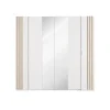 Armoire FLORENCE Blanc et chene 2 portes coulissantes et 2 battantes L218 cm 10 étagères